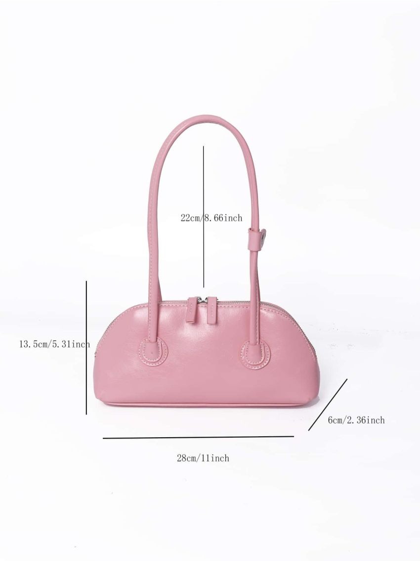 Medium Baguette Bag Solid Color Double Handle