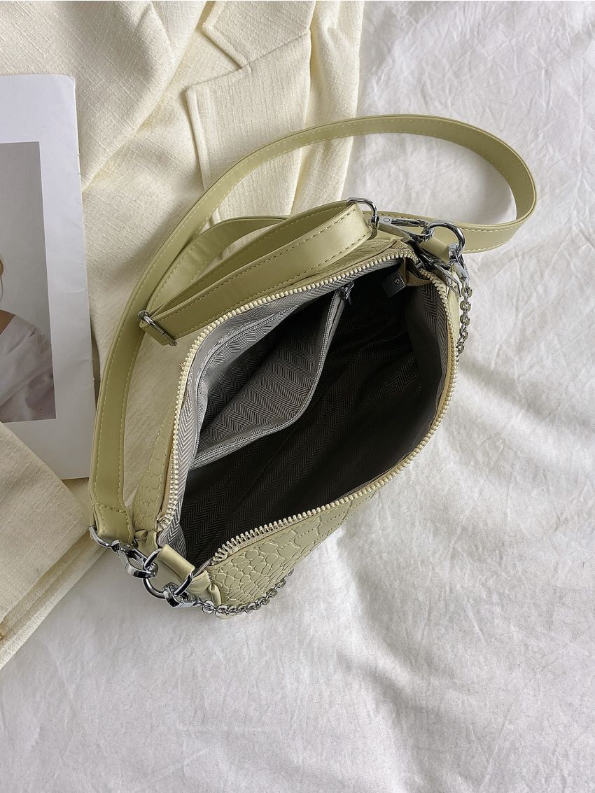 Small Square Bag Crocodile Embossed Chain Decor