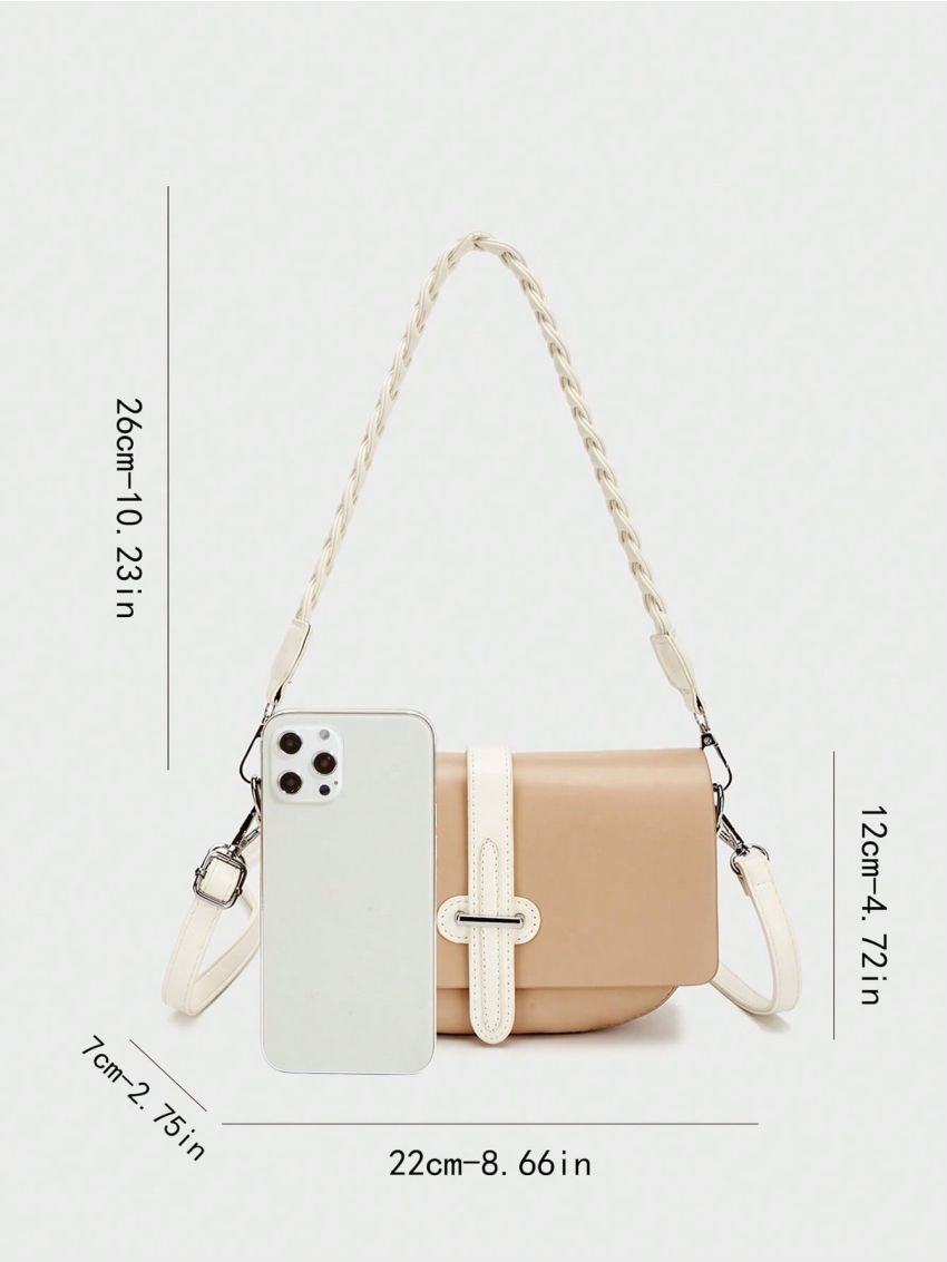 Small Flap Novelty Bag Metal Decor Braided Handle