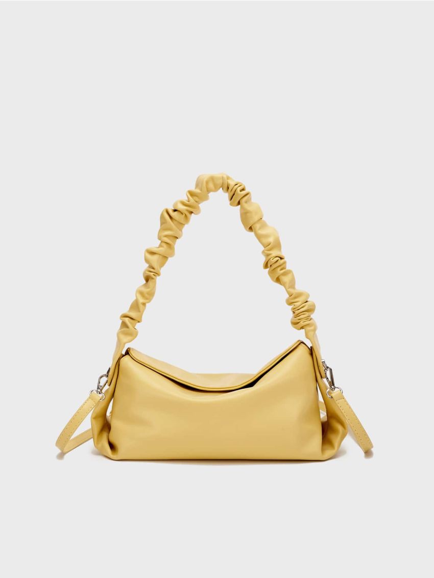 Medium Hobo Bag Ruched Strap Solid Color