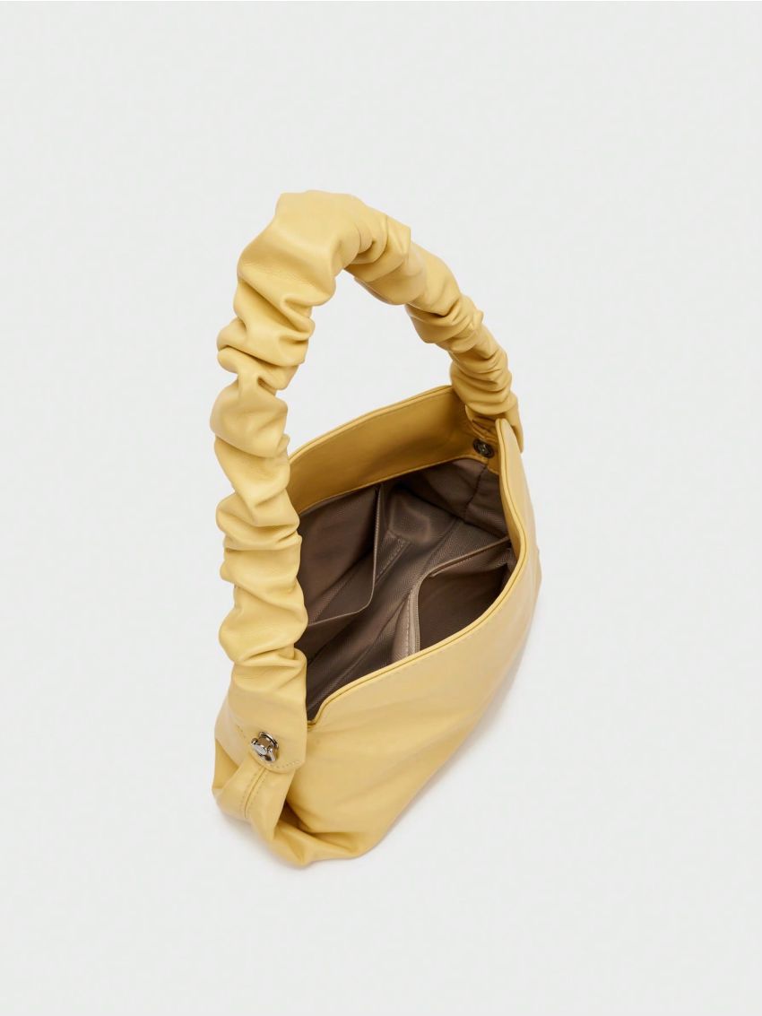 Medium Hobo Bag Ruched Strap Solid Color