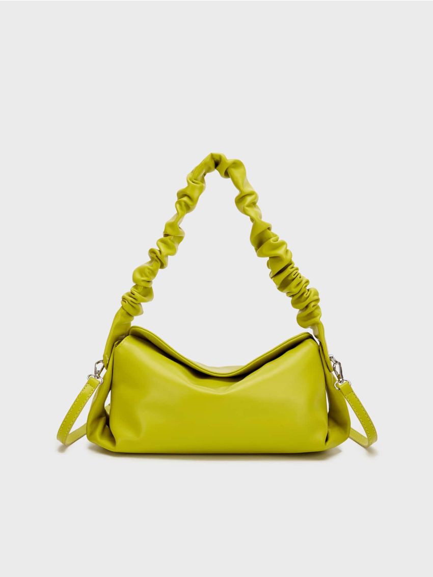 Medium Hobo Bag Ruched Strap Solid Color