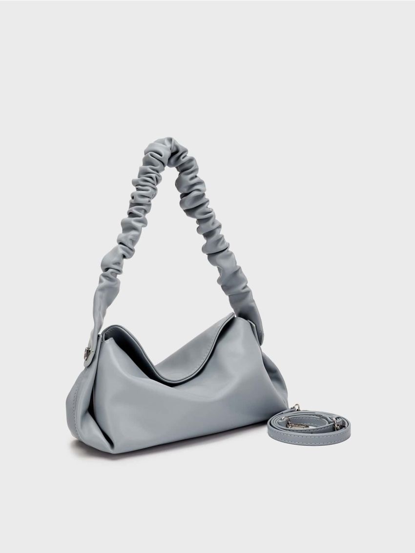 Medium Hobo Bag Ruched Strap Solid Color