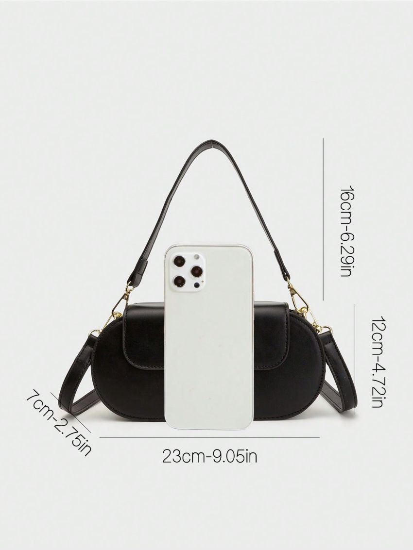 Small Shoulder Bag Solid Color Flap Letter Embossed Detail