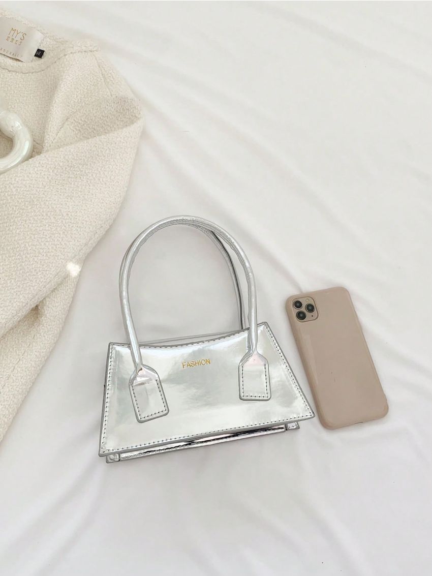 Small Square Bag Metallic Double Handle For Daily