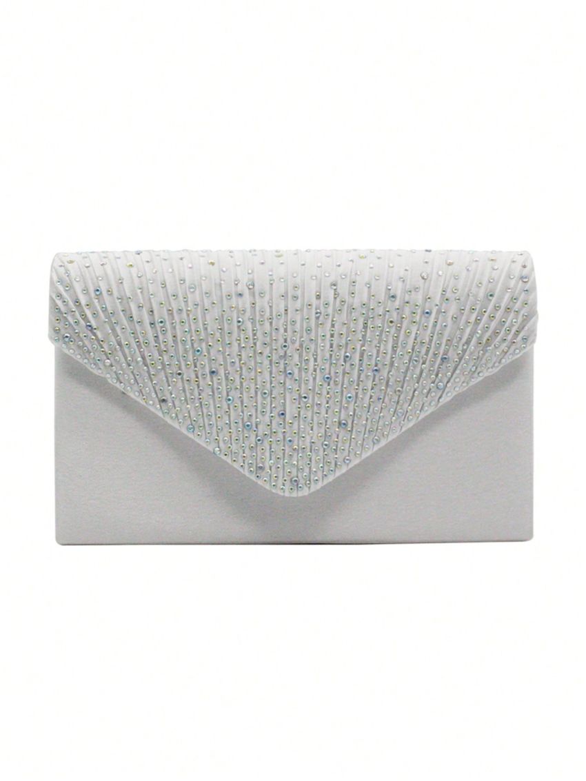 Small Envelope Bag Rhinestone & Ruched Decor Chain Strap