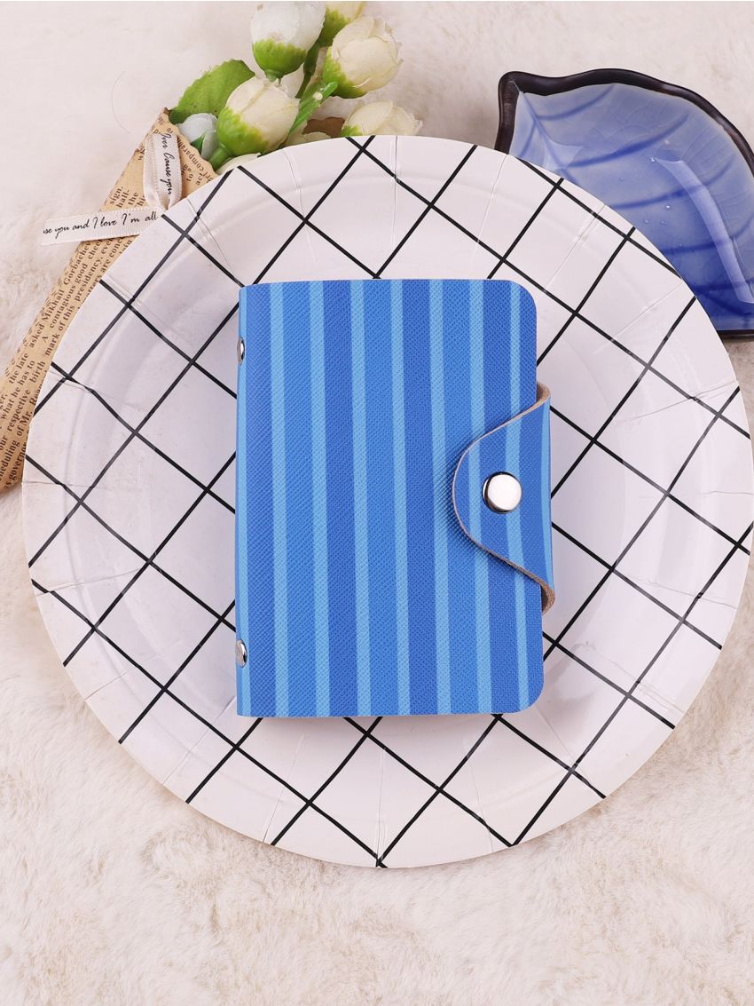 Stripe Pattern Card Holder Fold Over Multi-Card Card Organizer for Storage Credit Cards