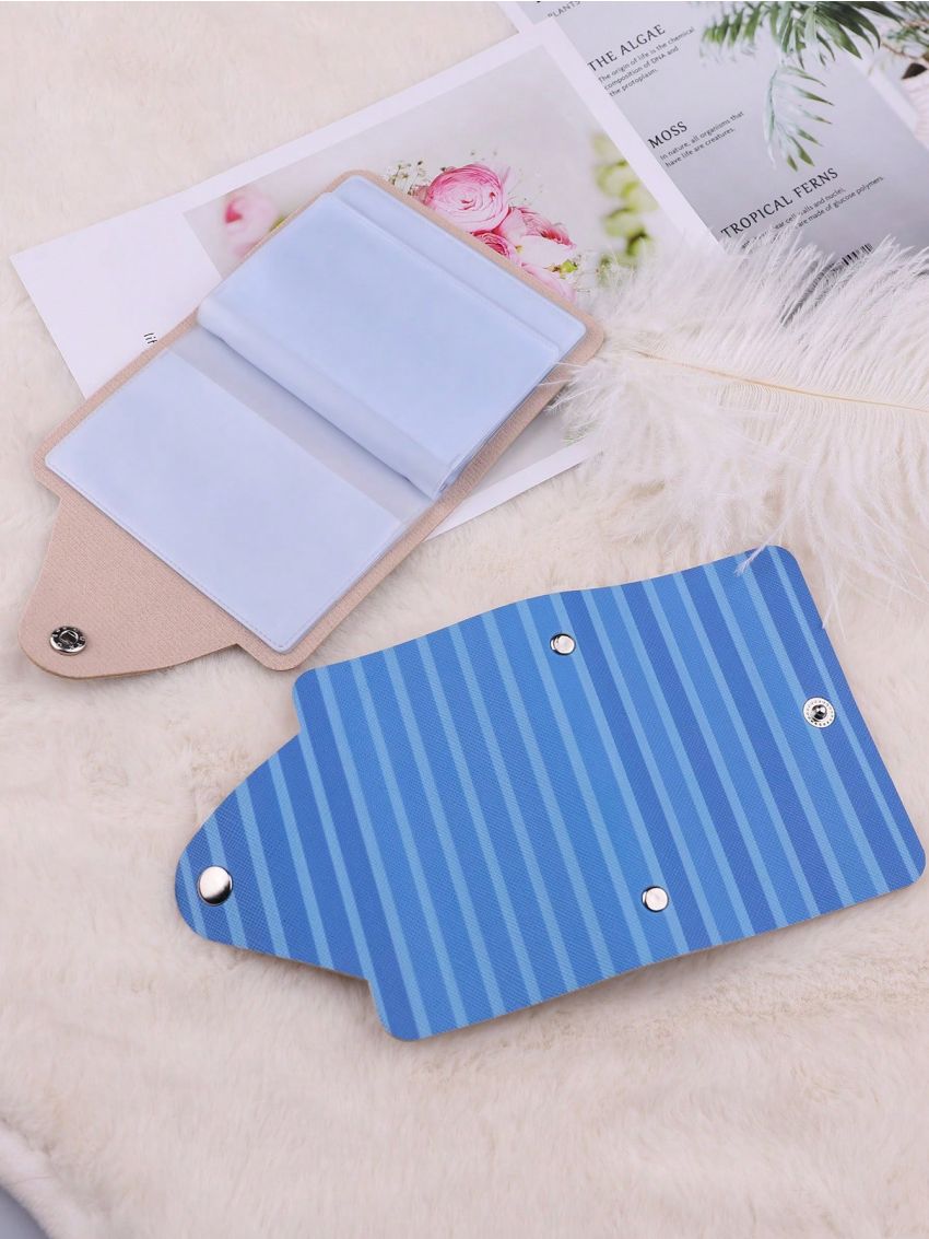 Stripe Pattern Card Holder Fold Over Multi-Card Card Organizer for Storage Credit Cards