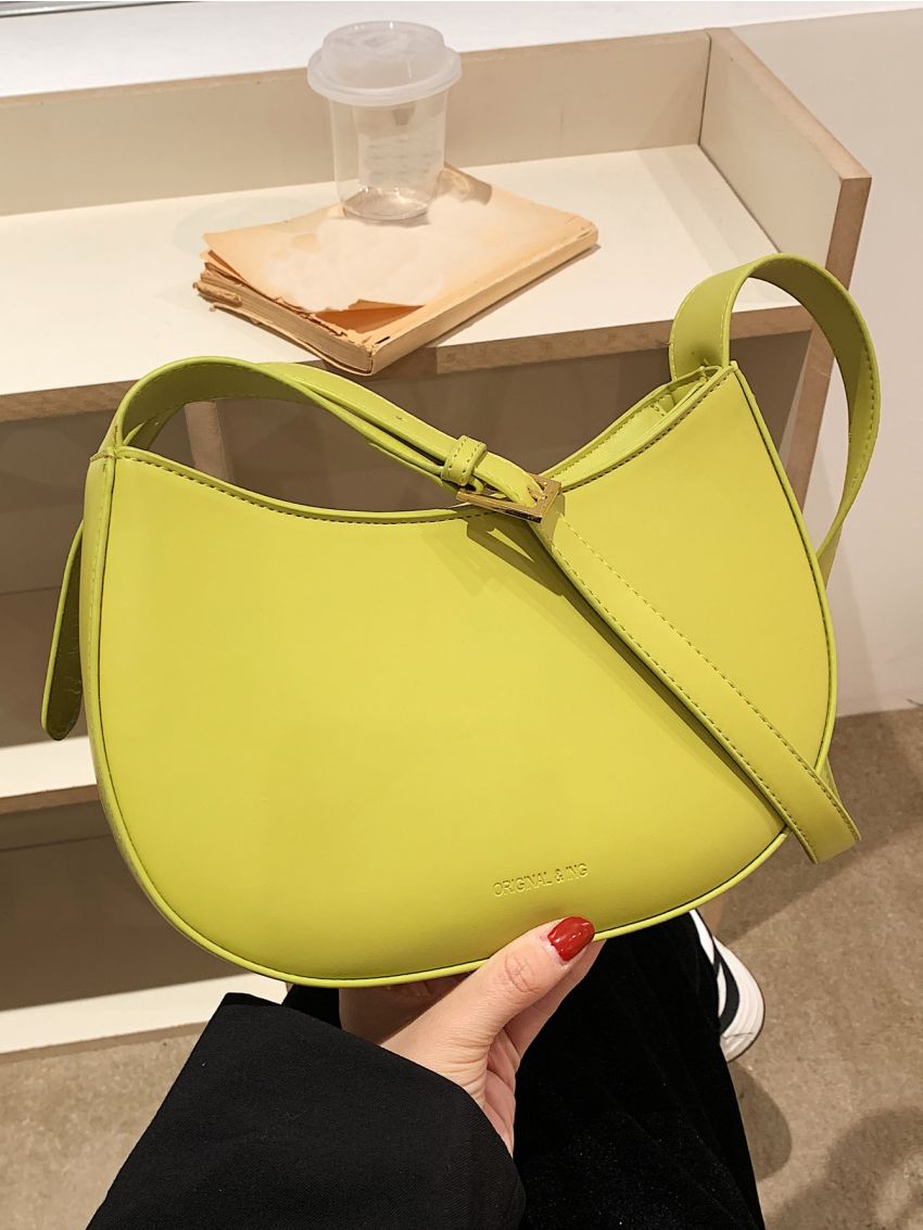 Minimalist Hobo Bag Small Adjustable Strap Green