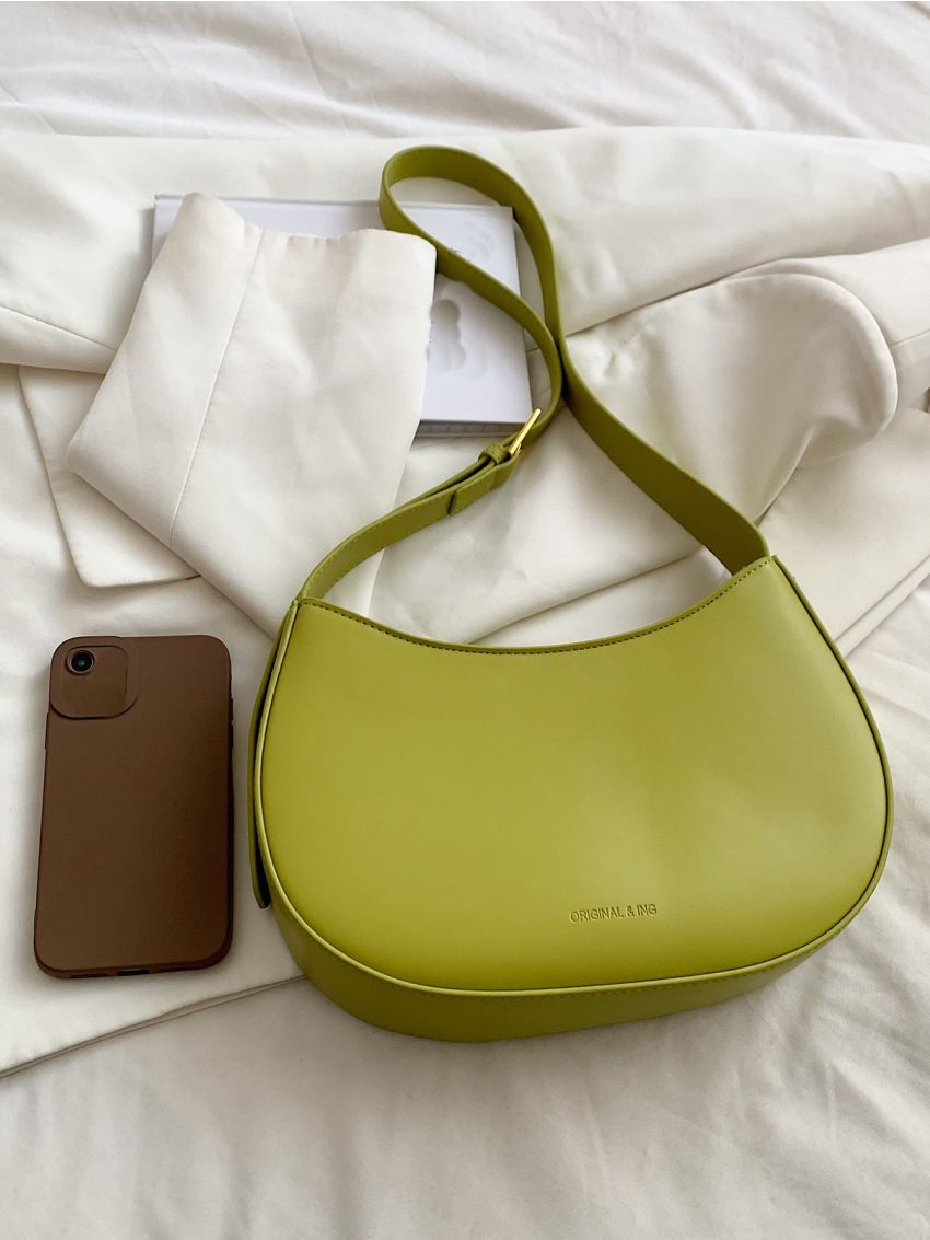 Minimalist Hobo Bag Small Adjustable Strap Green
