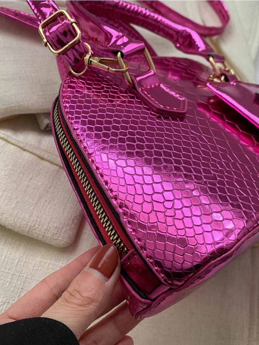 Snakeskin Embossed Dome Bag Funky With Coin Purse