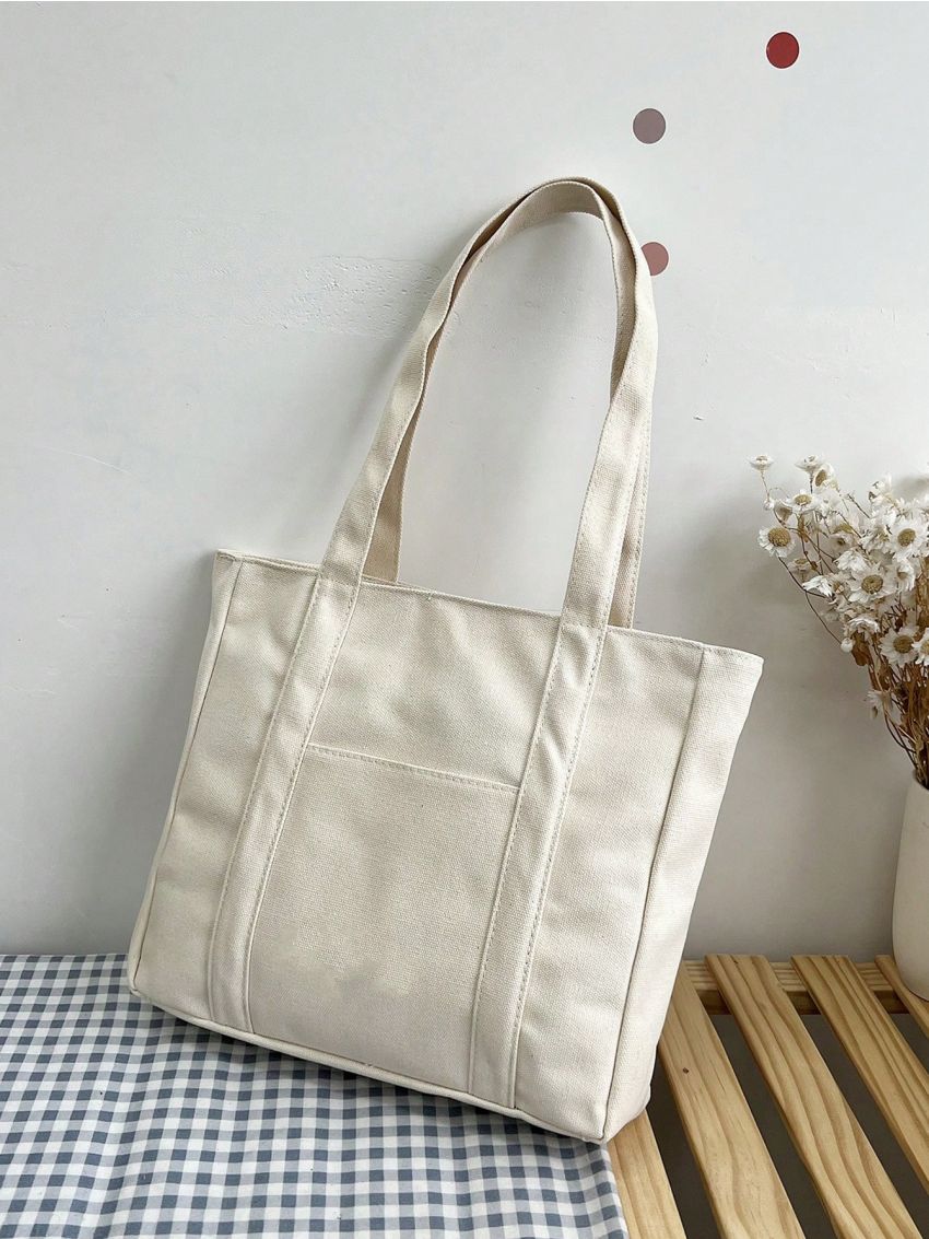 Minimalist Shopper Bag Medium Corduroy White