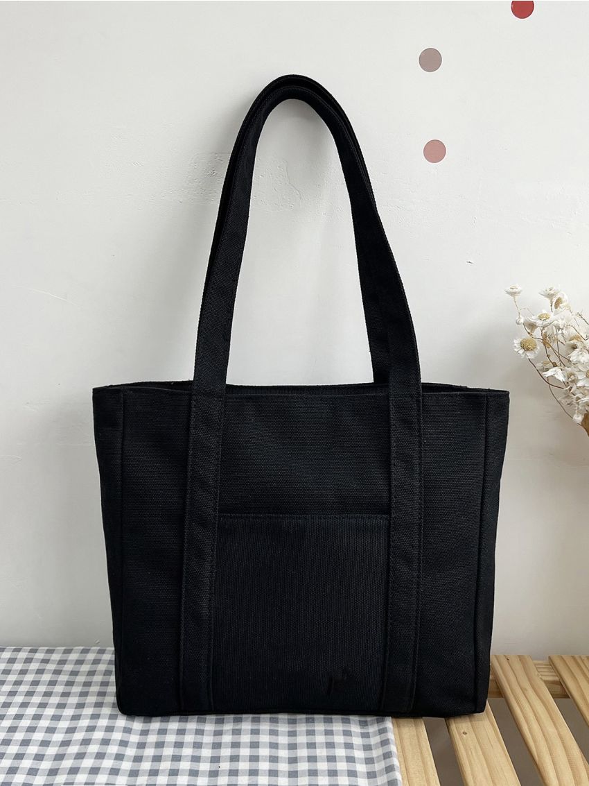 Minimalist Shopper Bag Medium Black Corduroy
