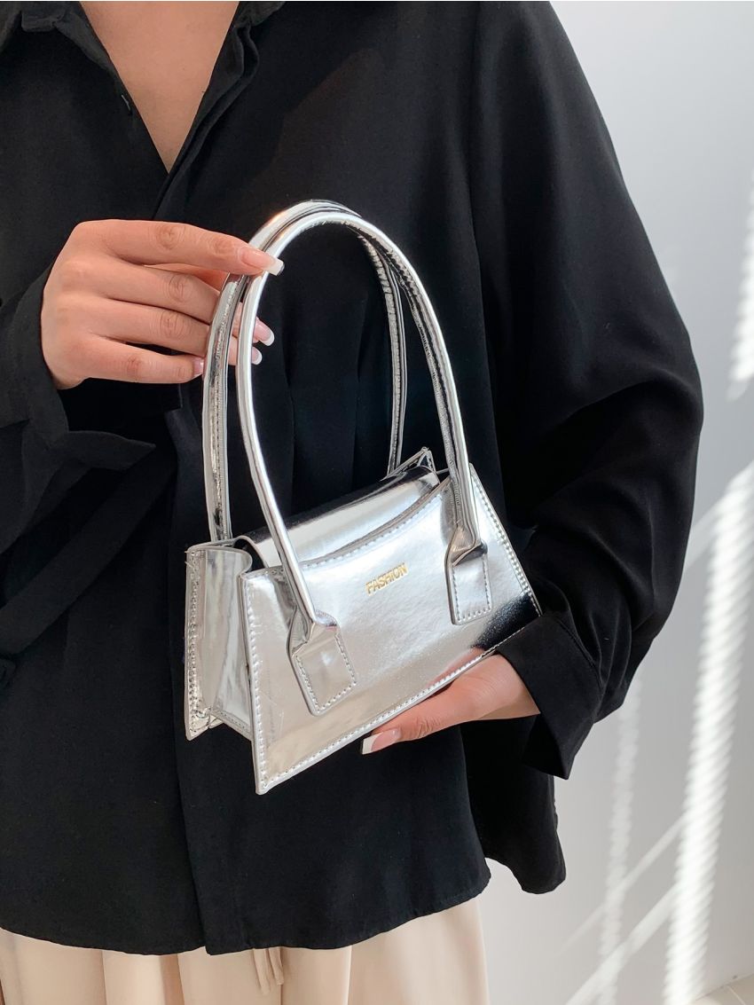 Letter Graphic Square Bag Small Metallic Funky