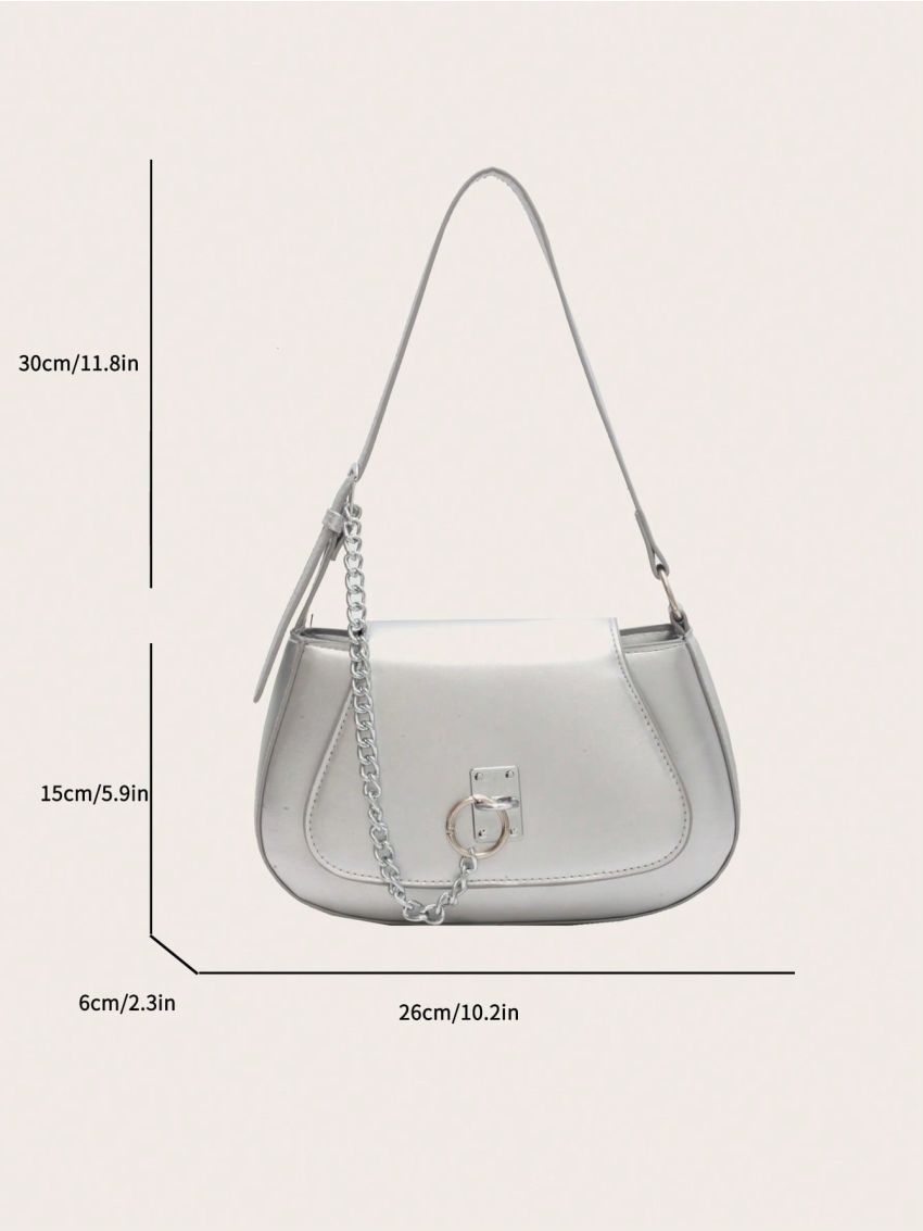 Minimalist Saddle Bag Chain Decor Flap