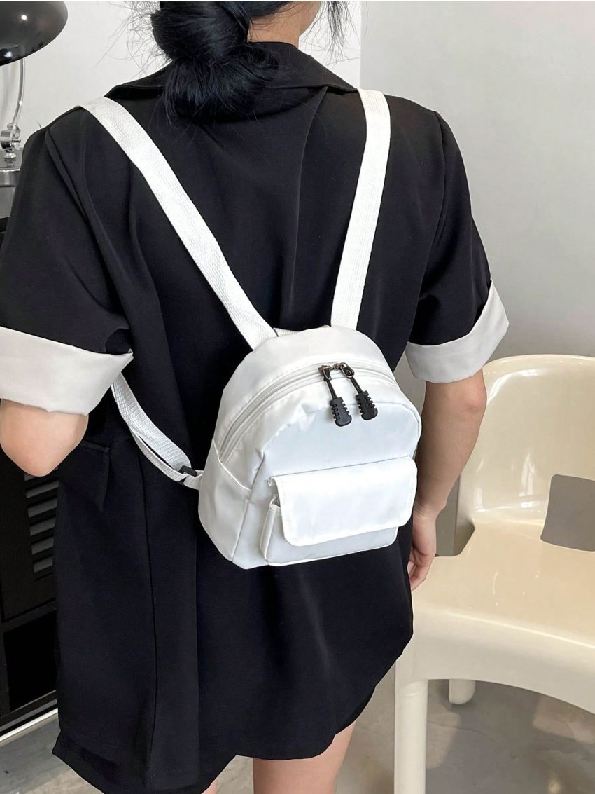 Minimalist Classic Backpack Mini White Nylon