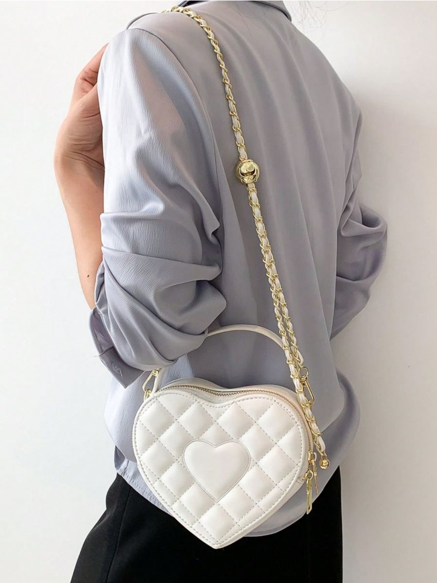 Quilted Novelty Bag Mini Top Handle White
