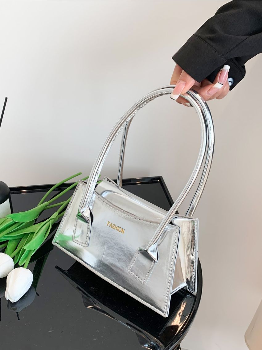 Small Square Bag Metallic Double Handle For Daily