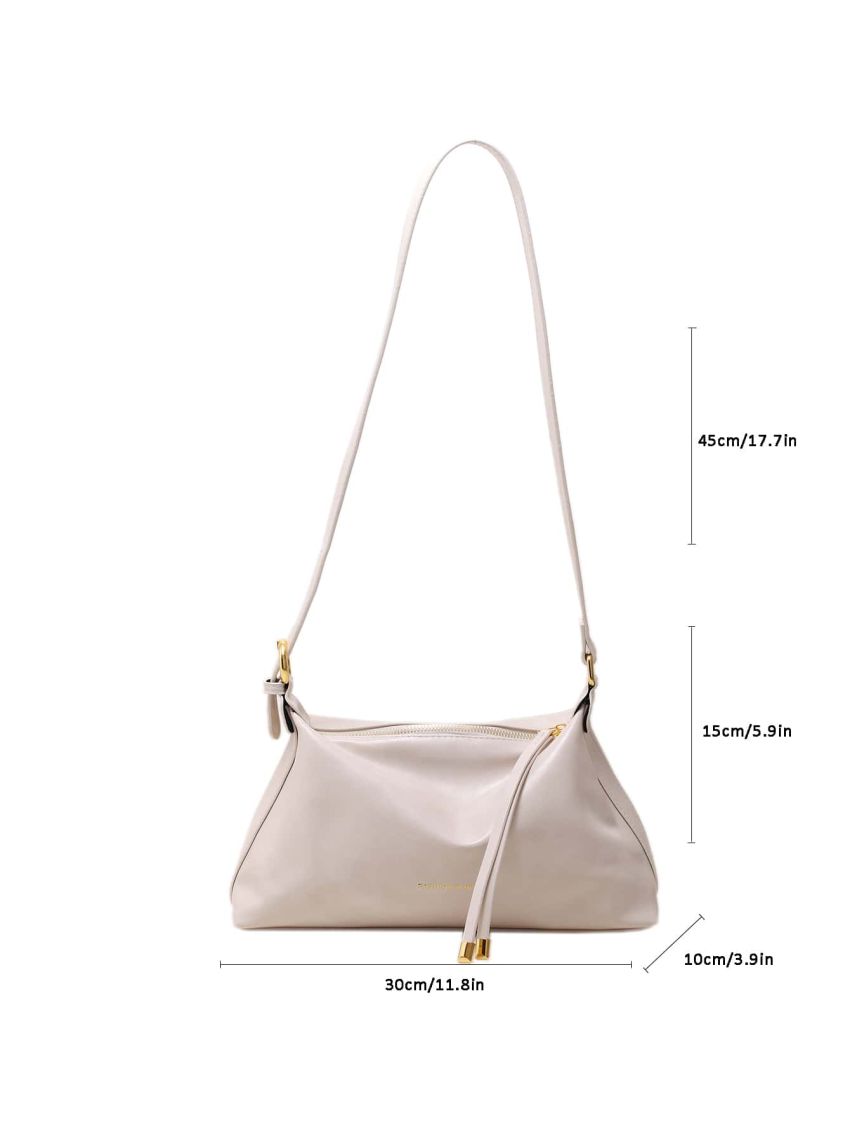 Medium Hobo Bag Beige Minimalist Adjustable Strap For Daily