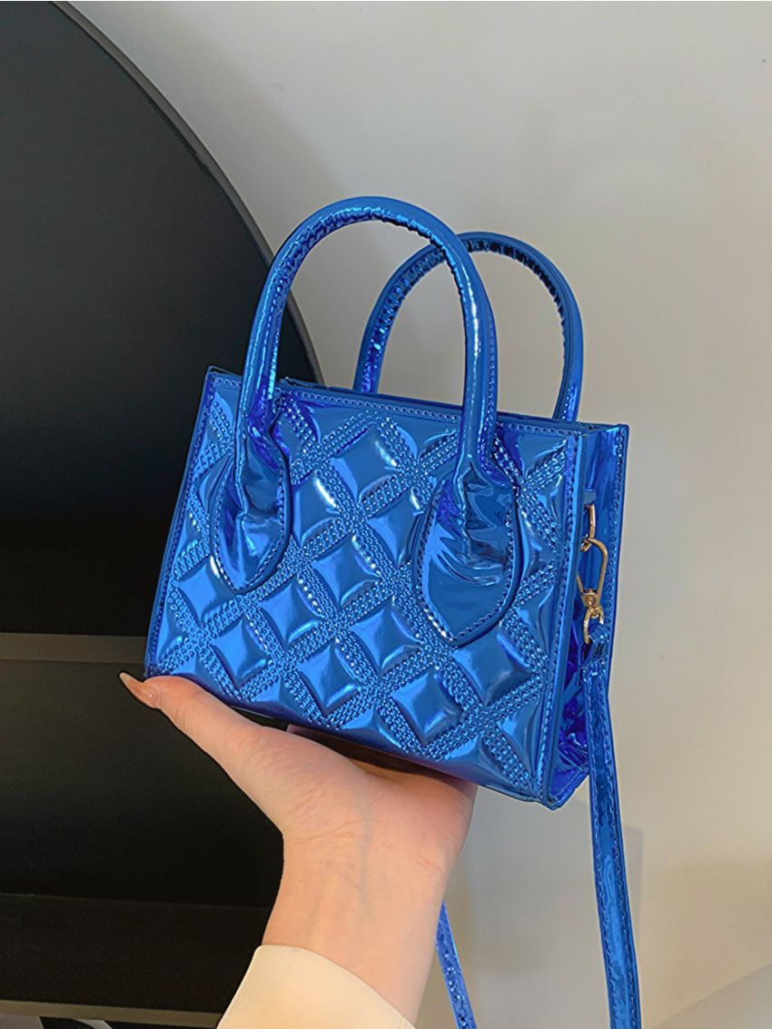 Mini Square Bag Geometric Pattern Double Handle For Daily