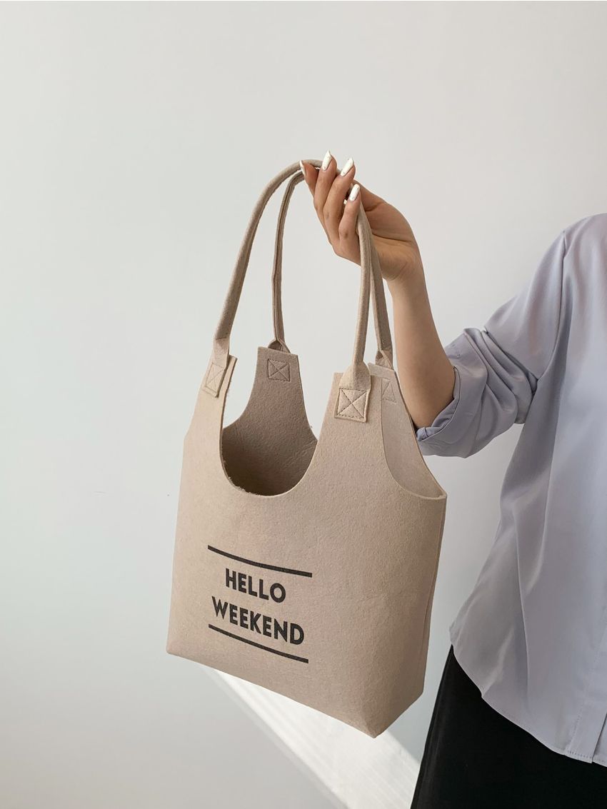 Medium Hobo Bag Letter Pattern Double Handle For Daily