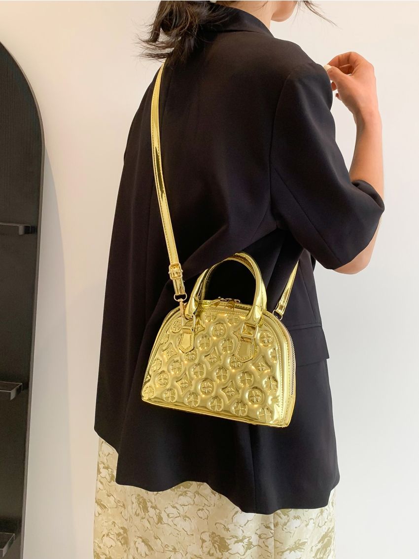 Small Dome Bag Double Handle Embossed Design