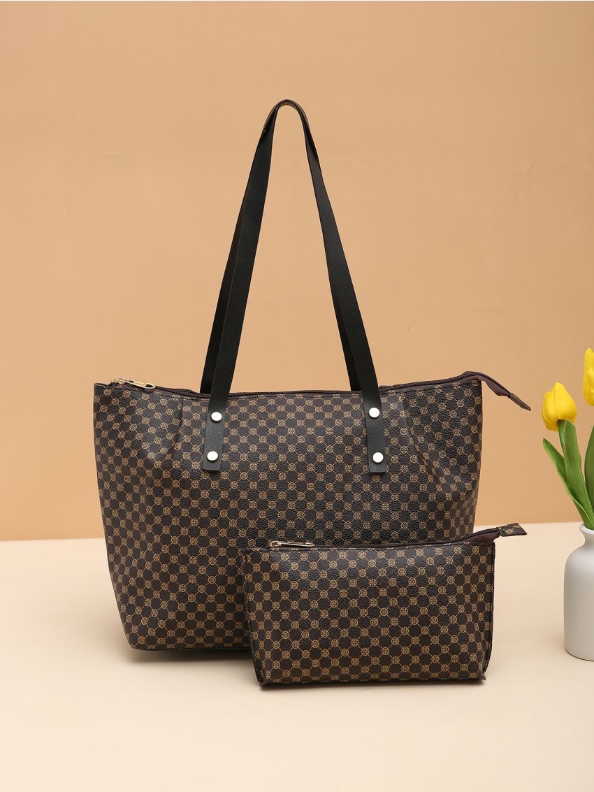 Classic Pattern Tote Bag, Women's Large Capacity Handbag