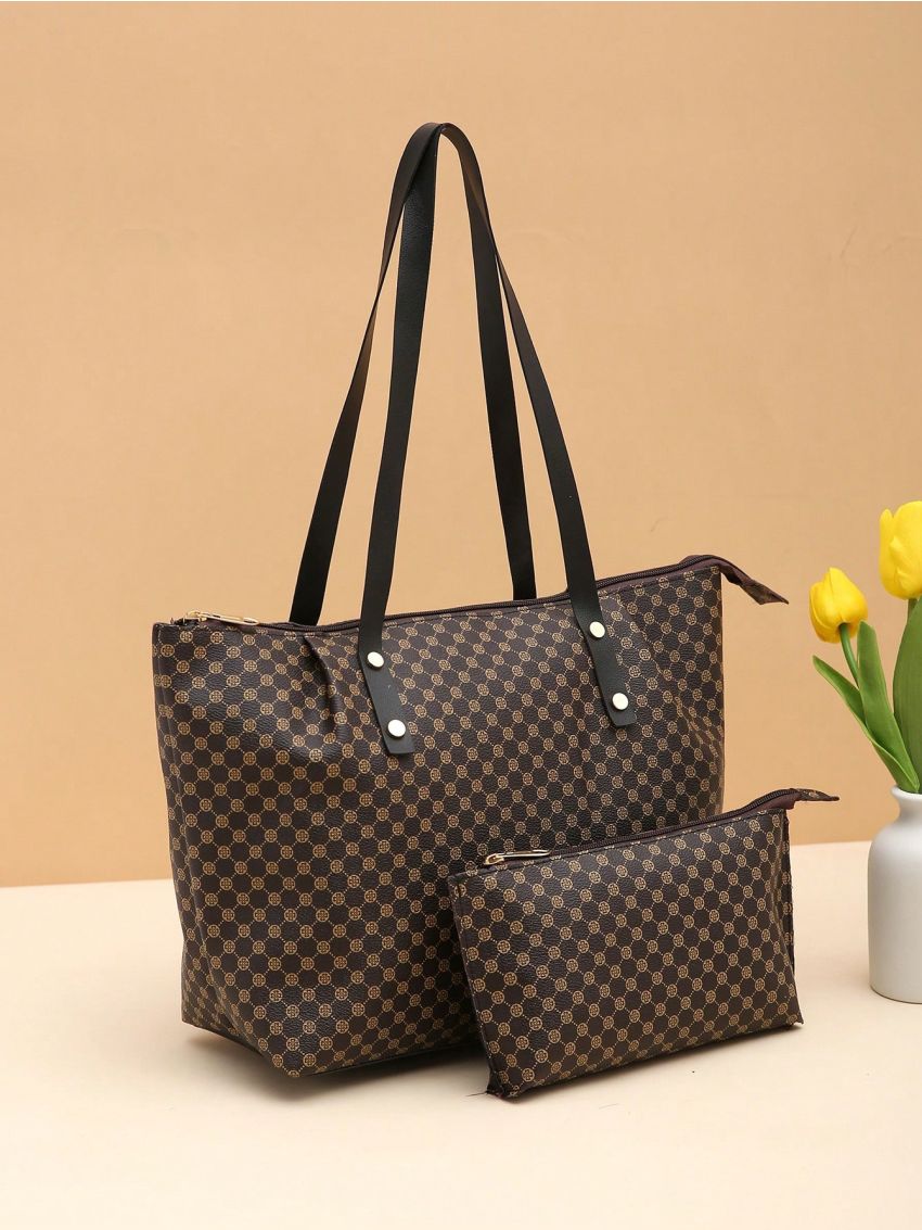 Classic Pattern Tote Bag, Women's Large Capacity Handbag