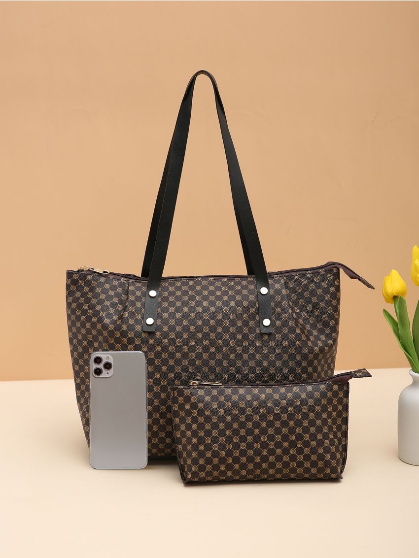 Classic Pattern Tote Bag, Women's Large Capacity Handbag