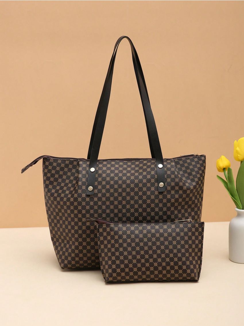 Classic Pattern Tote Bag, Women's Large Capacity Handbag