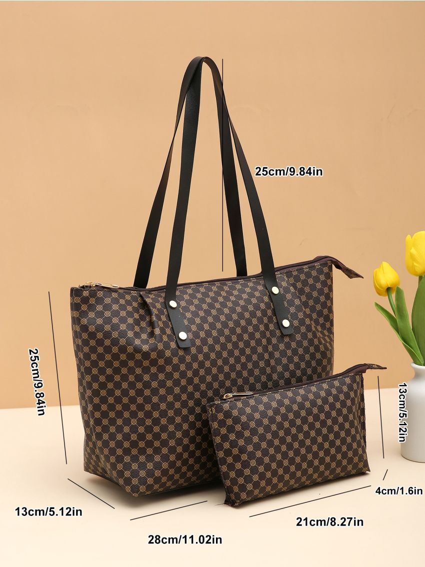 Classic Pattern Tote Bag, Women's Large Capacity Handbag