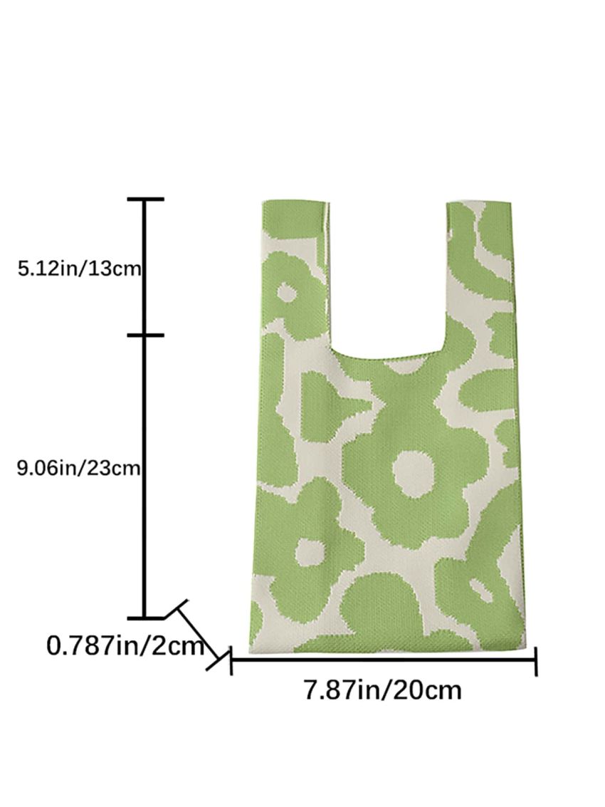 Mini Crochet Bag Floral Pattern No-closure Double Handle Polyester