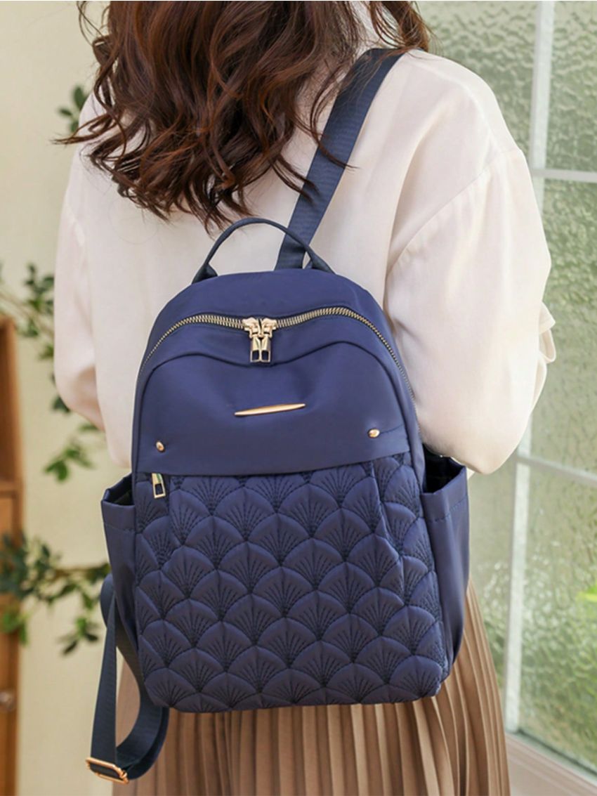 Medium Fashion Backpack Quilted Metal Decor