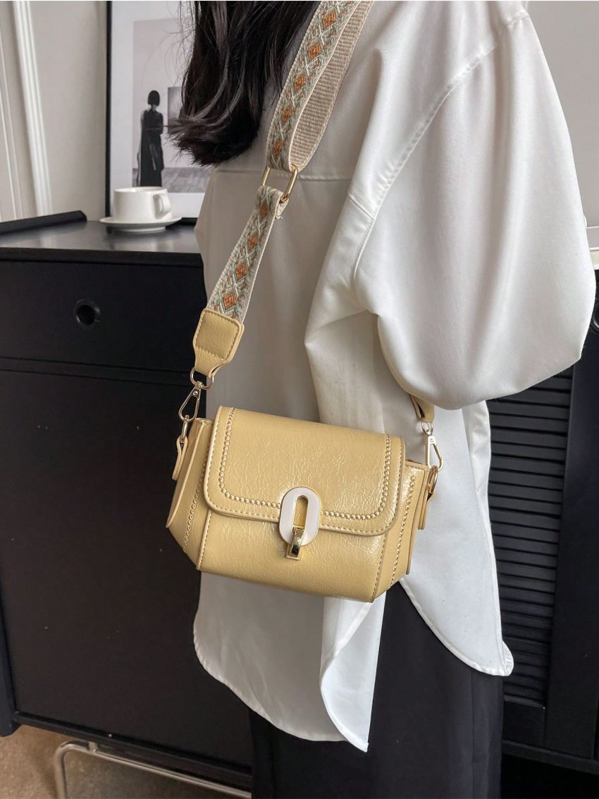 Mini Square Bag Solid Color Flap Design