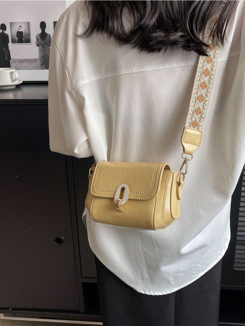 Mini Square Bag Solid Color Flap Design