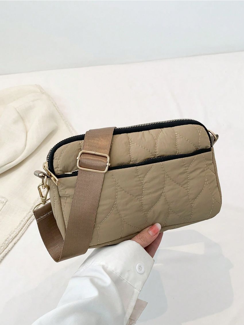 Quilted Square Bag Small Nylon Zipper