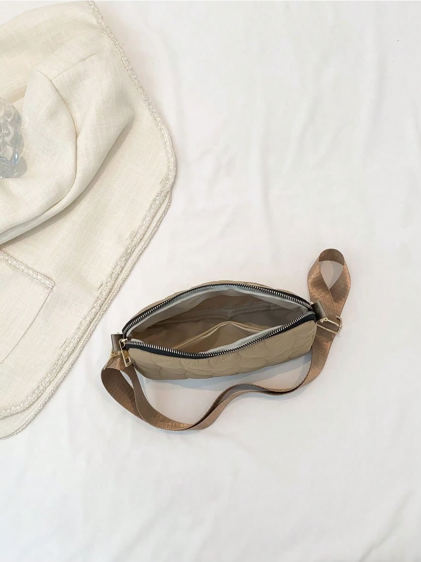 Quilted Square Bag Small Nylon Zipper