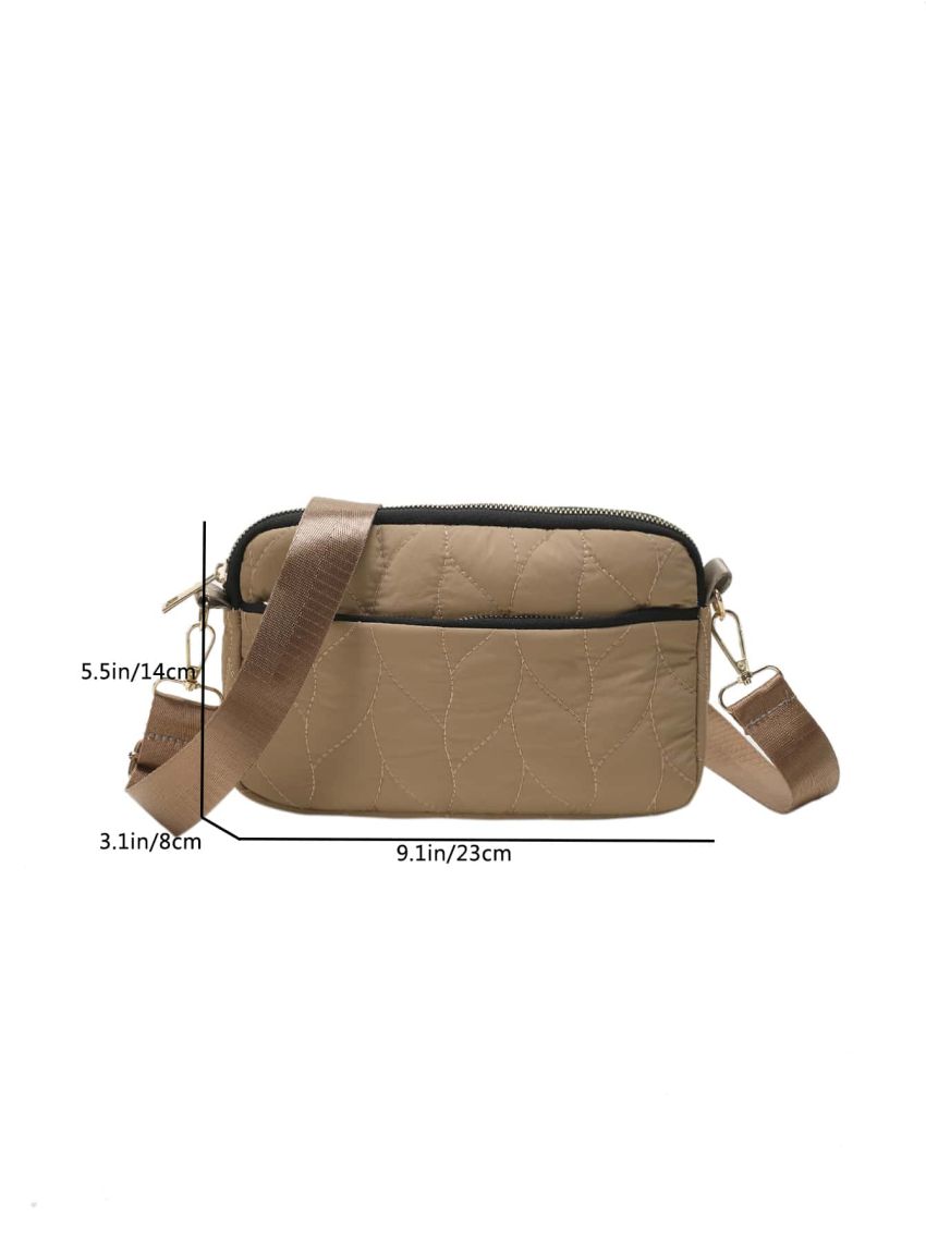 Quilted Square Bag Small Nylon Zipper