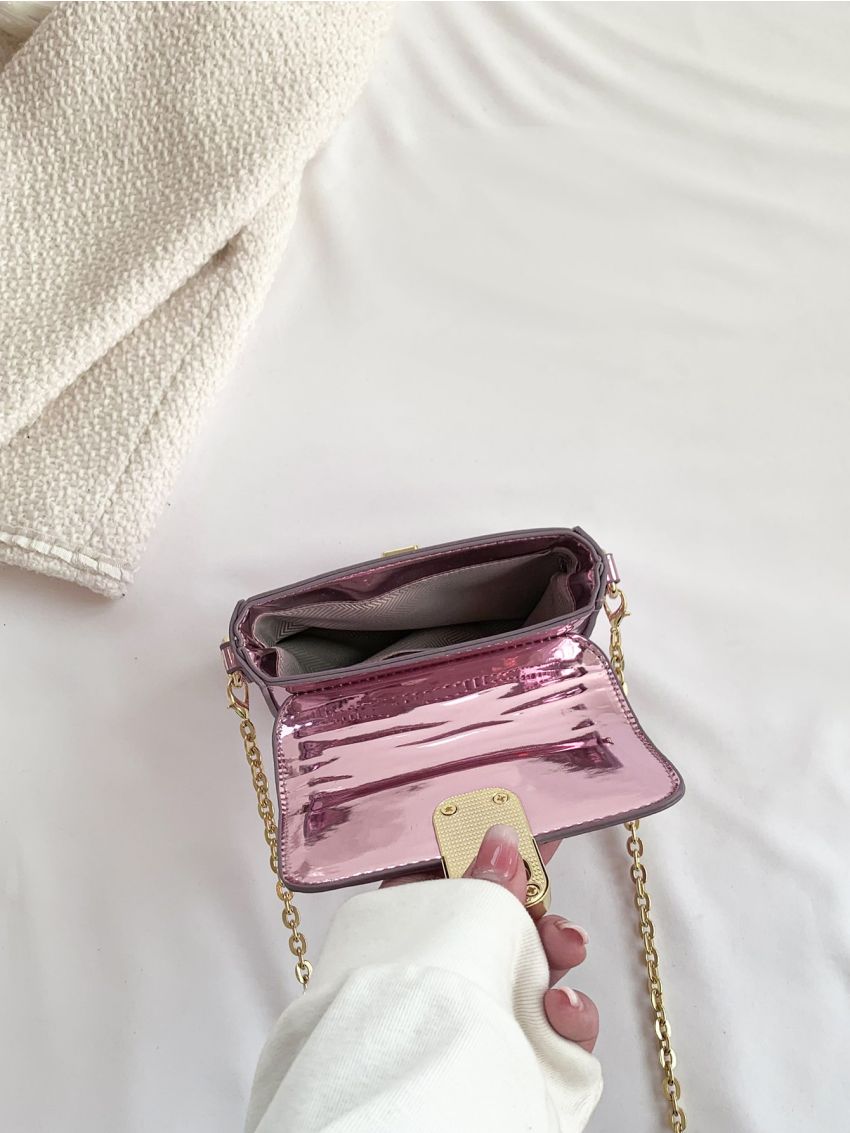 Mini Square Bag Twist Lock Chain Strap