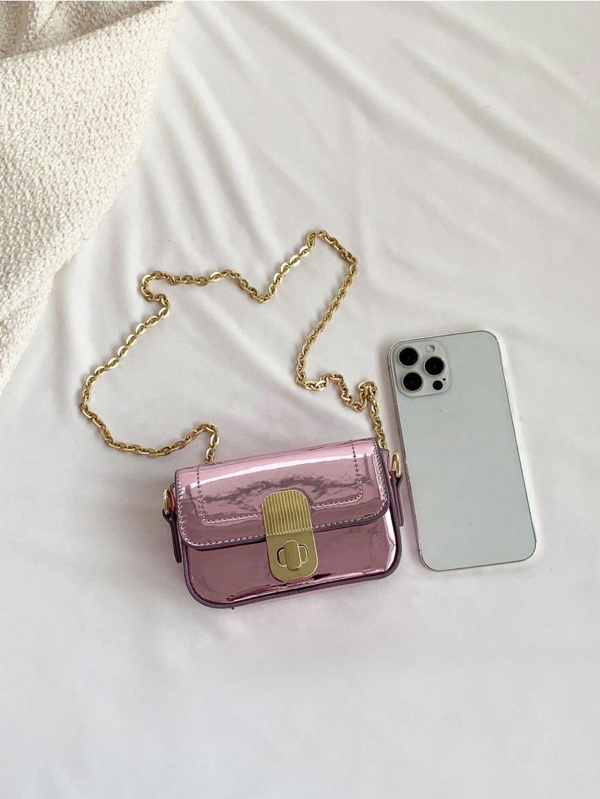 Mini Square Bag Twist Lock Chain Strap