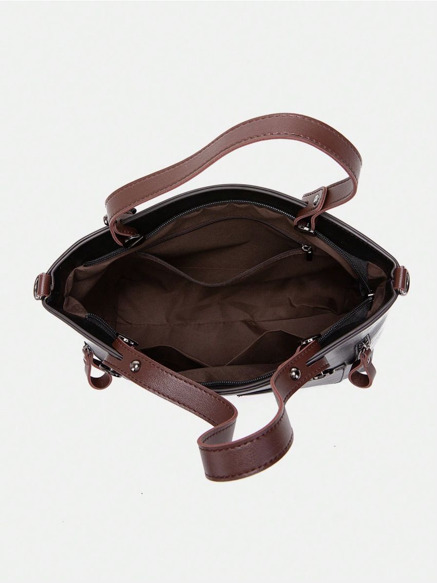 Minimalist Shoulder Tote Bag Small Zipper Vintage