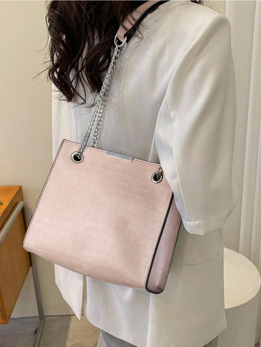 Small Square Bag Crocodile Embossed Chain Strap