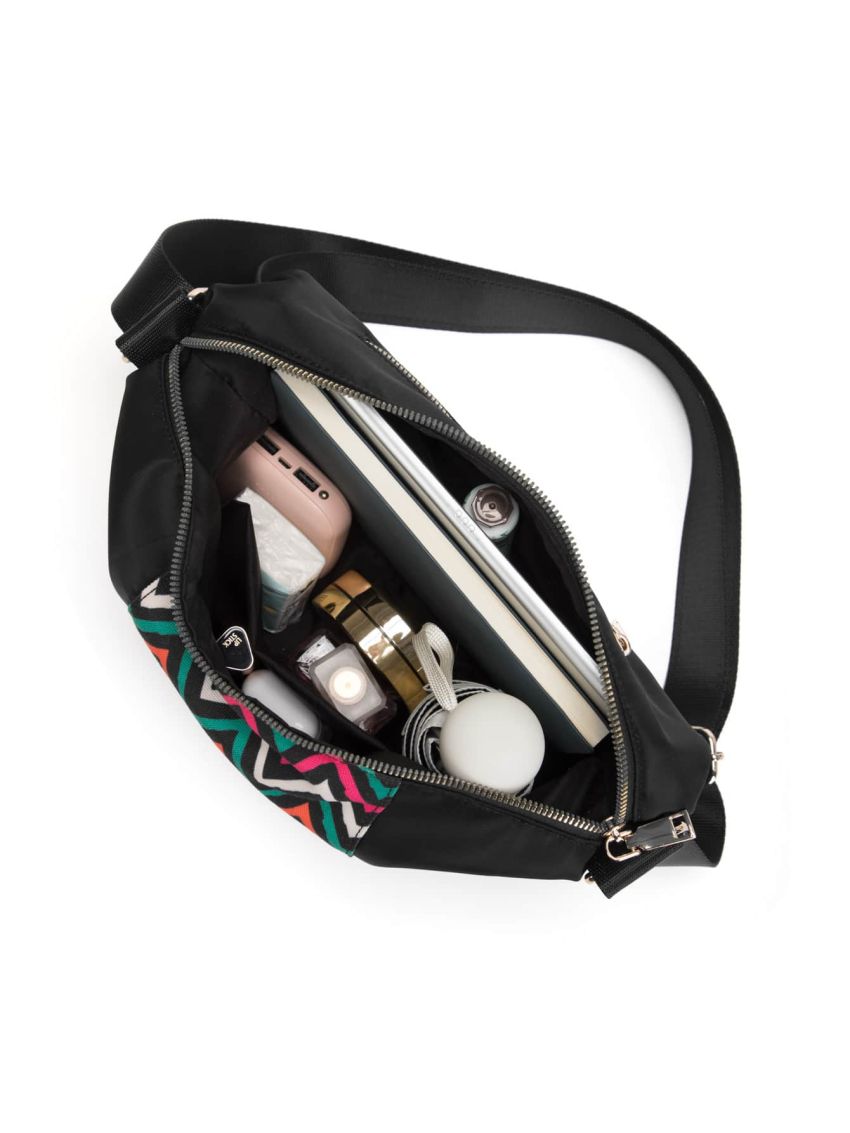 Large Hobo Bag Colorblock Geometric Pattern