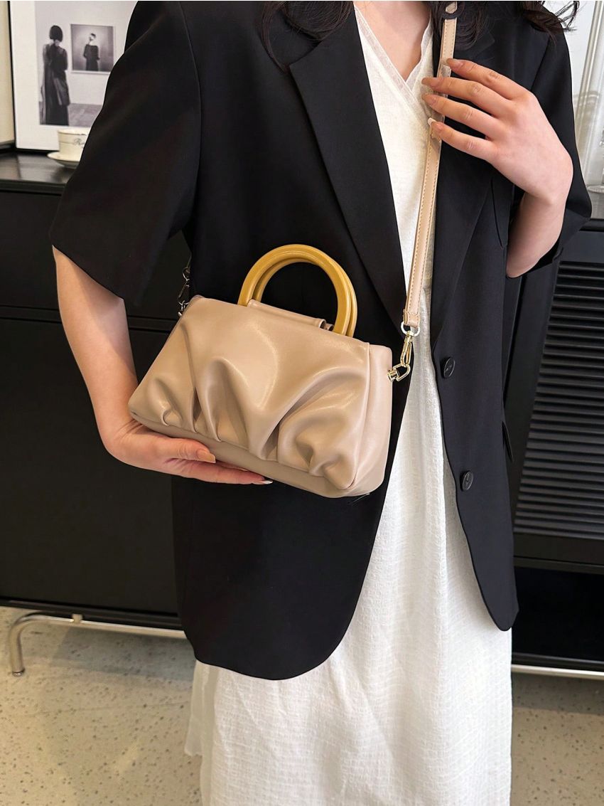 Two Tone Square Bag Ruched Detail