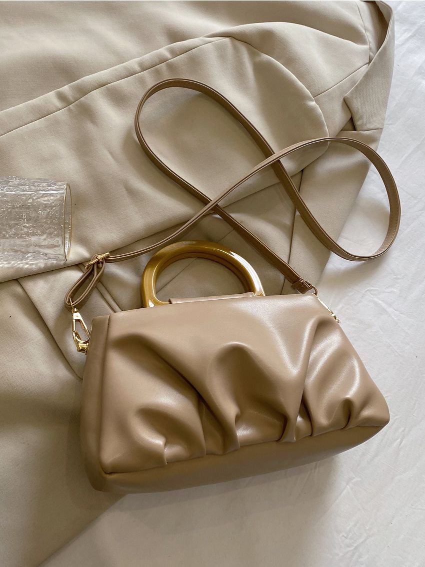 Two Tone Square Bag Ruched Detail