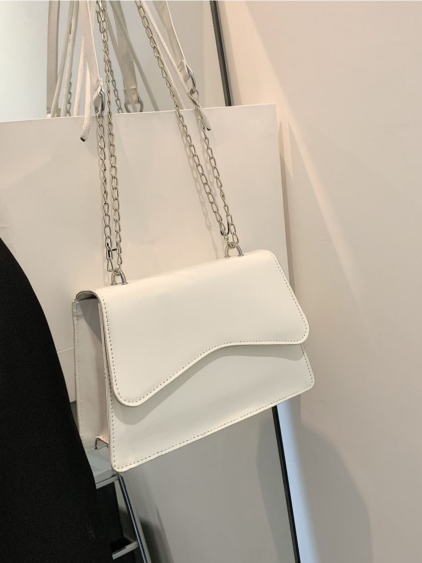 Minimalist Square Bag Flap White Small