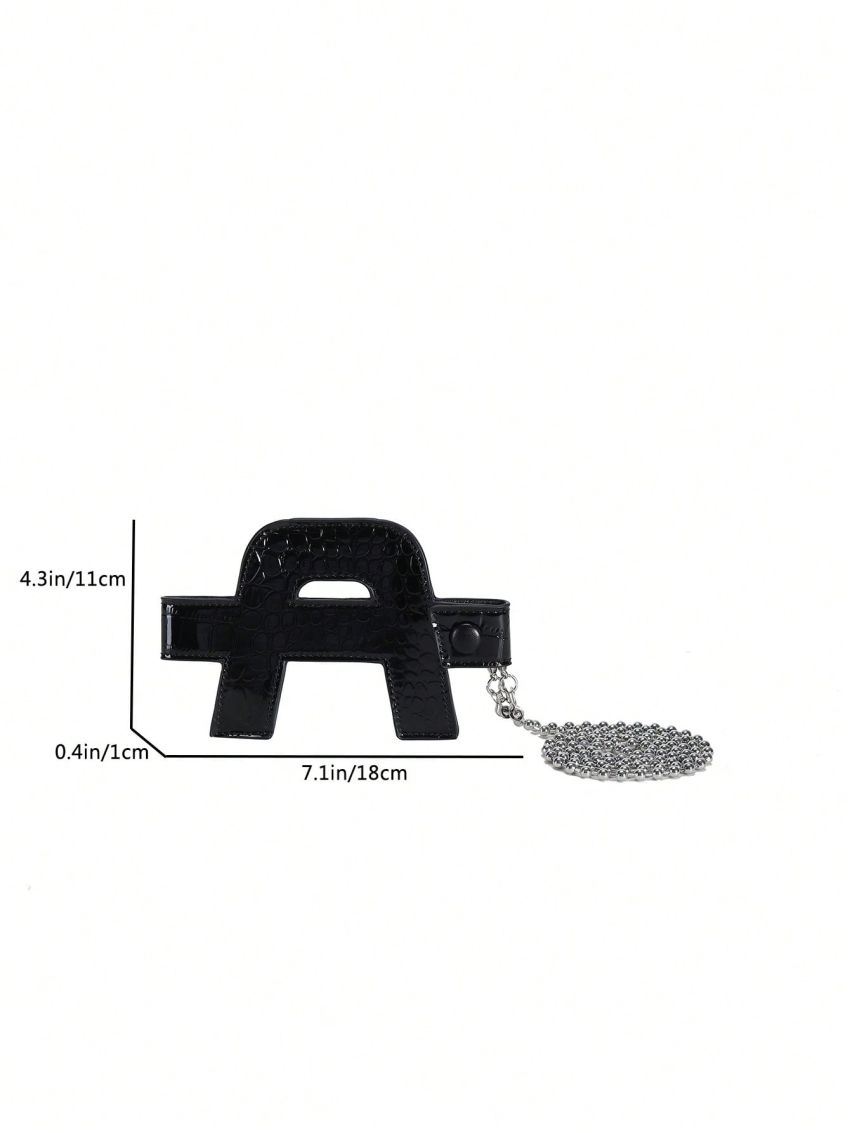 Black Phone Wallet Crocodile Embossed Minimalist