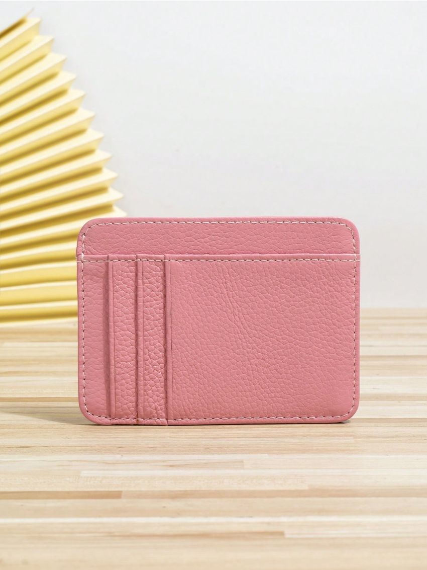 Pink Card Holder Genuine Leather