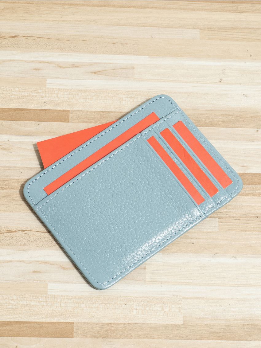 Litchi Embossed Classic Card Holder Genuine Leather Slim