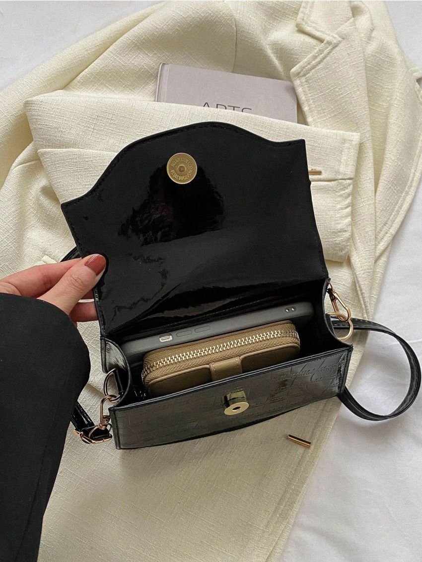 Mini Square Bag Crocodile Embossed Top Handle